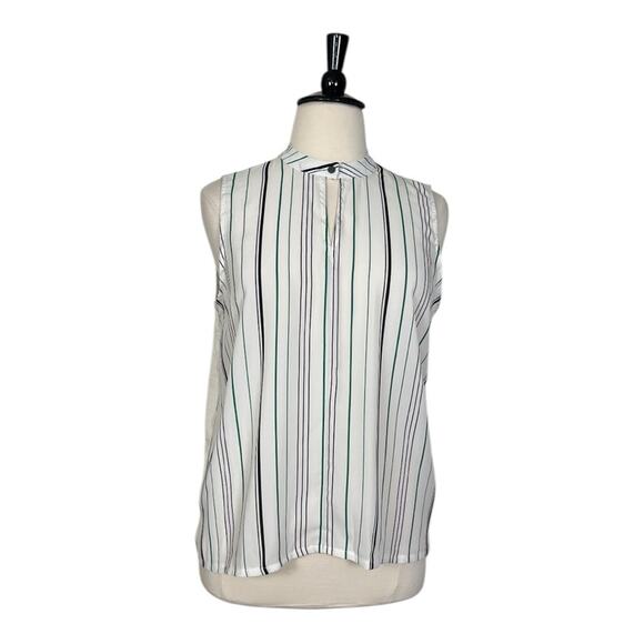 Worthington New Top Popover Sleeveless White Green Stripe Women’s Size XXL - Picture 1 of 13